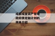 成都成金资产管理政府债定融计划的简单介绍