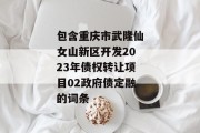 包含重庆市武隆仙女山新区开发2023年债权转让项目02政府债定融的词条