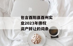 包含酉阳县酉州实业2023年债权资产转让的词条