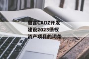 包含CADZ开发建设2023债权资产项目的词条