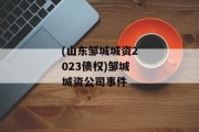 (山东邹城城资2023债权)邹城城资公司事件