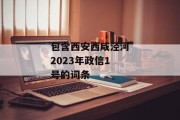 包含西安西咸泾河2023年政信1号的词条