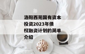 洛阳西苑国有资本投资2023年债权融资计划的简单介绍