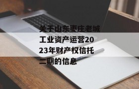 关于山东枣庄老城工业资产运营2023年财产权信托二期的信息