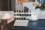 关于央企信托-225号泰州地级市项目的信息