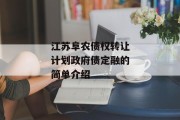 江苏阜农债权转让计划政府债定融的简单介绍