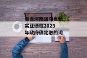 包含河南洛阳高新实业债权2023年政府债定融的词条