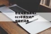 包含成都强县域2023年债权资产项目的词条