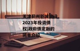 天津蓟州新城建设2023年投资债权|政府债定融的简单介绍