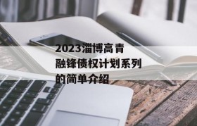 2023淄博高青融锋债权计划系列的简单介绍