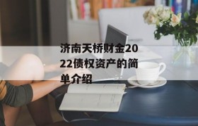 济南天桥财金2022债权资产的简单介绍