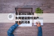 包含2023四川东同建设债权资产项目的词条