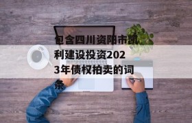 包含四川资阳市凯利建设投资2023年债权拍卖的词条