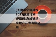 (天津市宁河建投2023融资计划)天津生态城建滨房地产开发有限公司