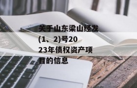 关于山东梁山经发(1、2)号2023年债权资产项目的信息