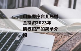 山东枣庄台儿庄财金投资2023年债权资产的简单介绍