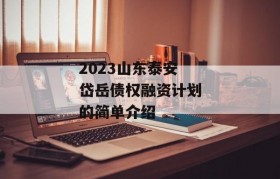 2023山东泰安岱岳债权融资计划的简单介绍