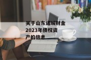 关于山东诸城财金2023年债权资产的信息