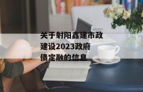 关于射阳鑫建市政建设2023政府债定融的信息