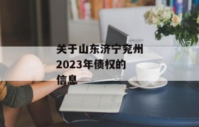 关于山东济宁兖州2023年债权的信息