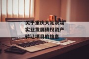 关于重庆大足永晟实业发展债权资产转让项目的信息