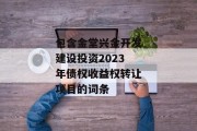 包含金堂兴金开发建设投资2023年债权收益权转让项目的词条