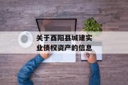 关于酉阳县城建实业债权资产的信息