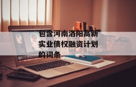 包含河南洛阳高新实业债权融资计划的词条