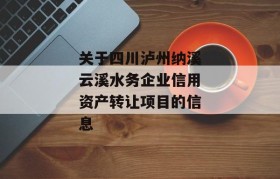 关于四川泸州纳溪云溪水务企业信用资产转让项目的信息