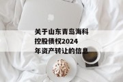 关于山东青岛海科控股债权2024年资产转让的信息