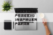 包含金堂县国有资产投资经营2023年资产转让系列产品的词条