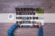 (山东邹城市城资控股2024年债权转让)山东邹城市城资控股2024年债权转让政策