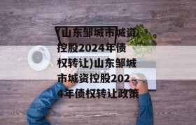 (山东邹城市城资控股2024年债权转让)山东邹城市城资控股2024年债权转让政策