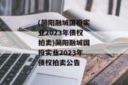 (简阳融城国投实业2023年债权拍卖)简阳融城国投实业2023年债权拍卖公告