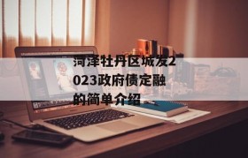 菏泽牡丹区城发2023政府债定融的简单介绍