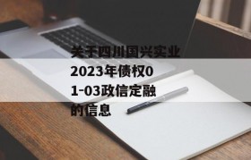 关于四川国兴实业2023年债权01-03政信定融的信息