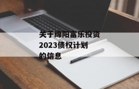 关于绵阳富乐投资2023债权计划的信息