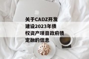 关于CADZ开发建设2023年债权资产项目政府债定融的信息