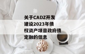 关于CADZ开发建设2023年债权资产项目政府债定融的信息