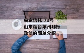 央企信托-79号山东烟台莱州非标政信的简单介绍