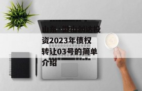 山东·微山创达投资2023年债权转让03号的简单介绍