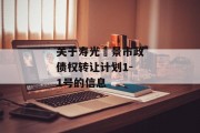 关于寿光昇景市政债权转让计划1-1号的信息