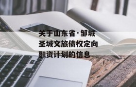 关于山东省·邹城圣城文旅债权定向融资计划的信息