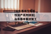 (山东泰丰控股债权资产系列项目)山东泰丰集团复工了没2020年