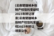 (云南楚雄城乡投财产权信托受益权2023年转让项目)云南楚雄城乡投财产权信托受益权2023年转让项目公告