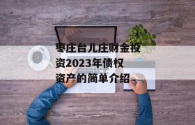 枣庄台儿庄财金投资2023年债权资产的简单介绍