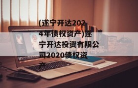 (遂宁开达2024年债权资产)遂宁开达投资有限公司2020债权资产