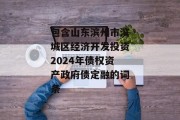 包含山东滨州市滨城区经济开发投资2024年债权资产政府债定融的词条