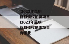 (2023年昆明新都债权拍卖项目)2023年昆明新都债权拍卖项目有哪些