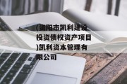 (资阳市凯利建设投资债权资产项目)凯利资本管理有限公司